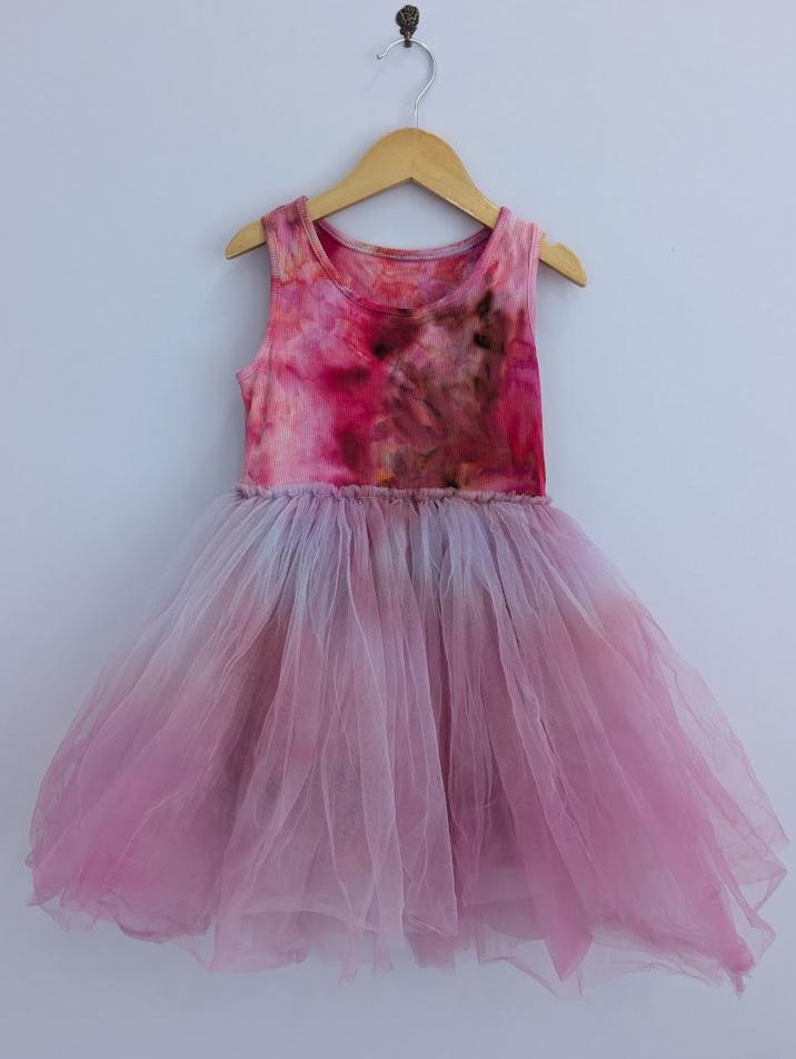 Ice Dye Tutu Tank Dress - Red/Pink